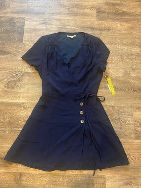 Gianni Bini Navy Wrap Short-Sleeve Mini Dress